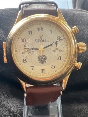 vintage chronograph gold  Poljot-international Mit  Glasboden