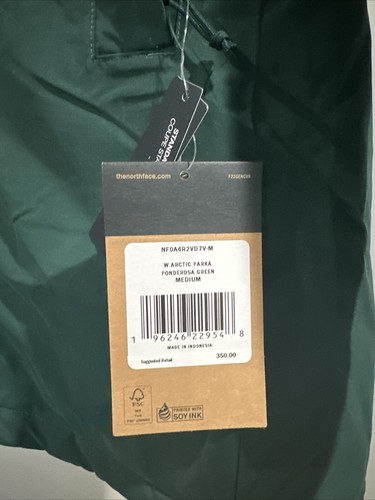 Pre-owned The North Face Arctic Parka Jacket Women Ponderosa Green Nylon Full Zip