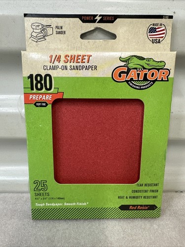 mokaren☆　0527 Gator 25-Piece 180 Grit Red Resin 1/4 Sheet Clamp-On
