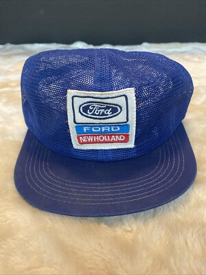 Vintage Ford New Holland Hat Cap Blue Trucker Mesh Snapback Patch K Products USA