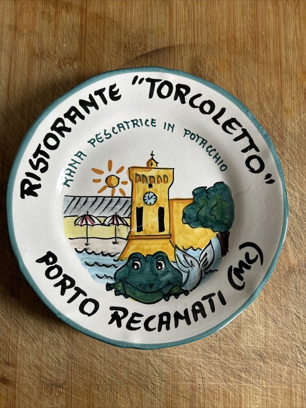 Piatto Buon Ricordo Torcoletto Porto Recanati Rana Pescatrice 2000