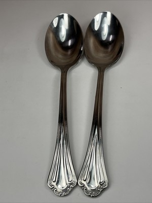 2 pc set Oval Soup/Place Spoons Reed & Barton MANOLIN Everyday Stainless
