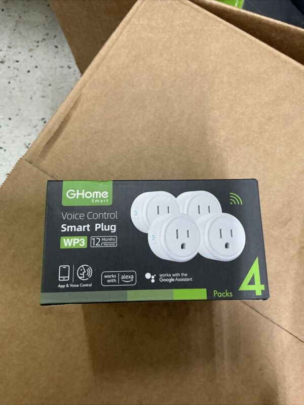 Ghome Smart Voice Control Smart Plug WP3 White 4 Pack
