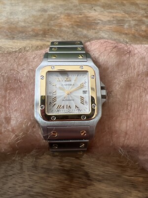 Cartier Santos Automatic 29 mm Two-Tone Guilloche Dial 2319 With Box and Book