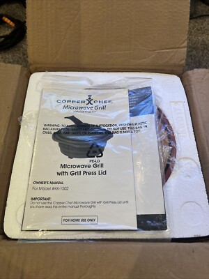 Copper Chef Microwave Grill with Grill Press Lid and Accessories New - Open Box
