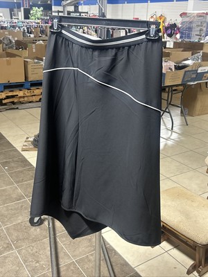 DKNY Solid Color Asymmetrical Hem Midi Length Skirt XS NWT Black Msrp $79