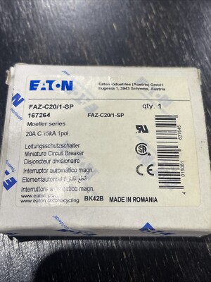 EATON FAZ-C20/1-SP CIRCUIT BREAKER, 20 AMP, 277V, 1 POLE, 15kA, NIB
