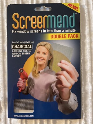 ScreenMend Window Screen Repair Kit  5''x7'' Mesh Patch, Charcoal