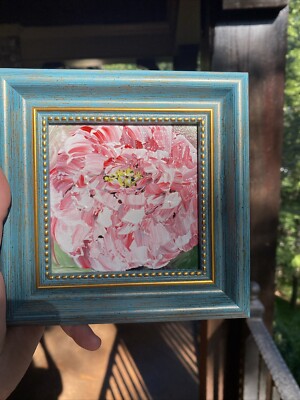 Flowers,peony ,Original Acrylic Painting ,4/4 Framed