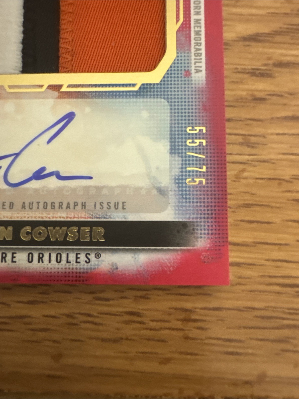 2024 Topps Inception Colton Cowser Rookie Patch Auto /75 RPA (RC) PLAYER WORN