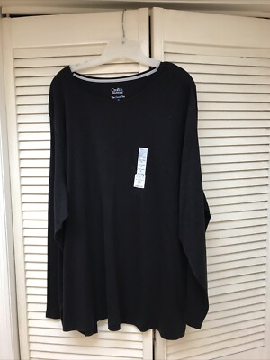 CROFT & BARROW, WOMEN'S NEW BLACK COTTON LONG SLEEVED CLASSIC TEE, SIZE 4X