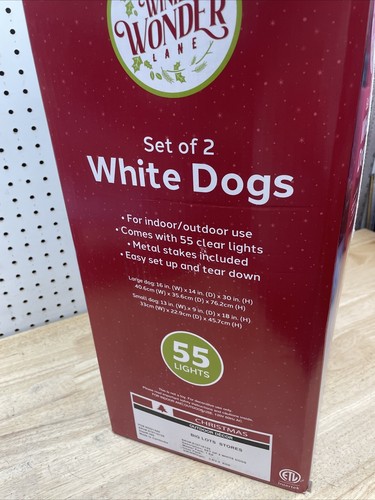 Winter Wonder Lane White Light Up Christmas Dogs Set of 2 NEW