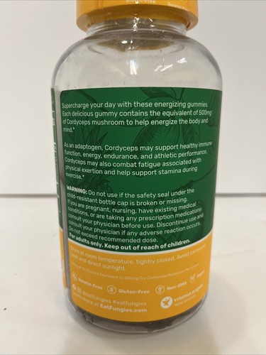 Fungies Cordyceps Mushroom Gummies  Energy Support  Mango and Pineapple (120 Ct)