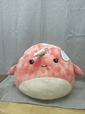 NEW-Large Squishmallow Amiah The Narwhal 16  Pink Tie Dye Exclusive EUC-M4M