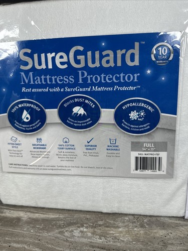 SureGuard Full Size Mattress Protector - 100% Waterproof, Hypoallergenic -