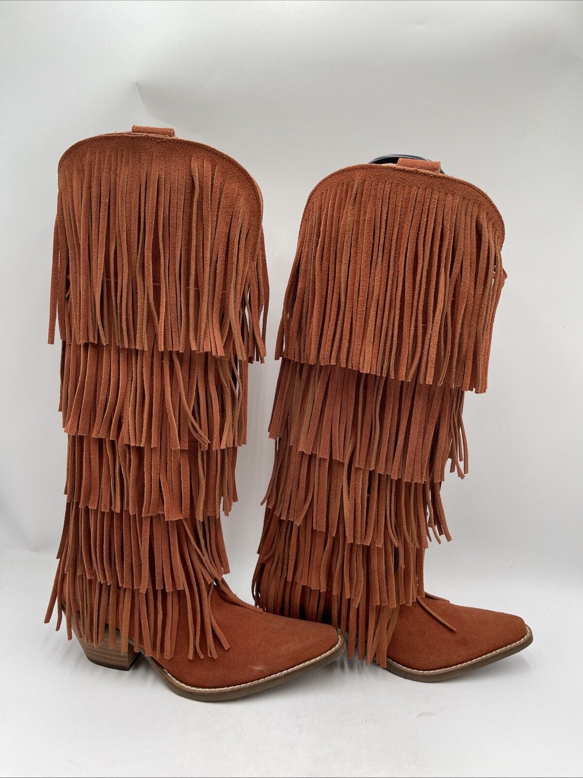 Dingo Women's Wild Child Suede Fringe Boots Orange Size 7M