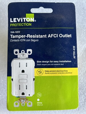 Leviton AFCI Tamper Resistant Wall Outlet White 15A 120V AFTR1-KW
