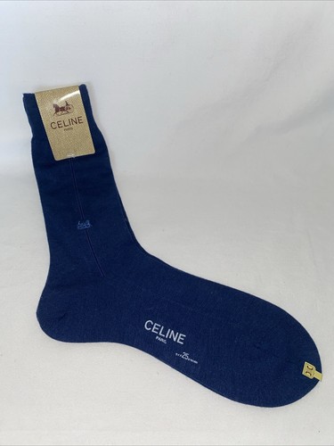 Celine NAVY BLUE KNEE HIGH MEN'S SOCKS Made in Japan NEW RARE ONE