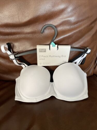 F F Tesco 2 pack Multiway Bras Wired Padded Size 34C White Black NEW 14 eBay
