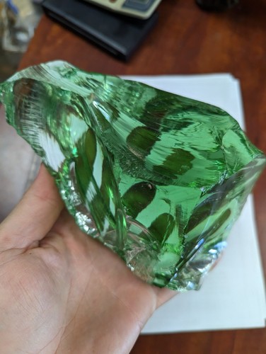 Big 3.9lb Vintage Large Bright Lime Green Slag Cullet Glass