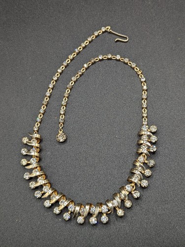 KRAMER Of New York Signed Vintage Gold Tone Clear Rhinestone
