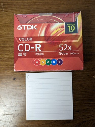 TDK CD-R 9 Pack Color 52x Recordable Discs CDs with Jewel