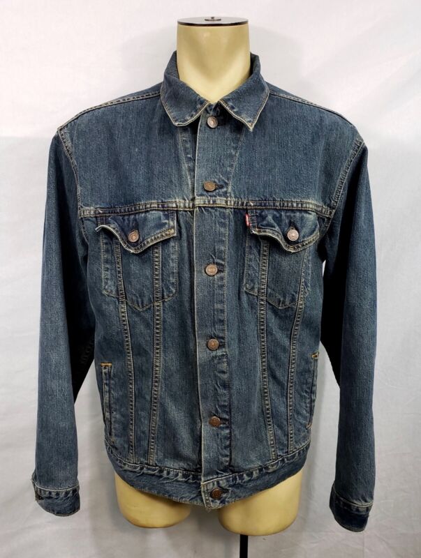 Mens Levi's 70507 blue jean denim trucker jacket size Large | eBay