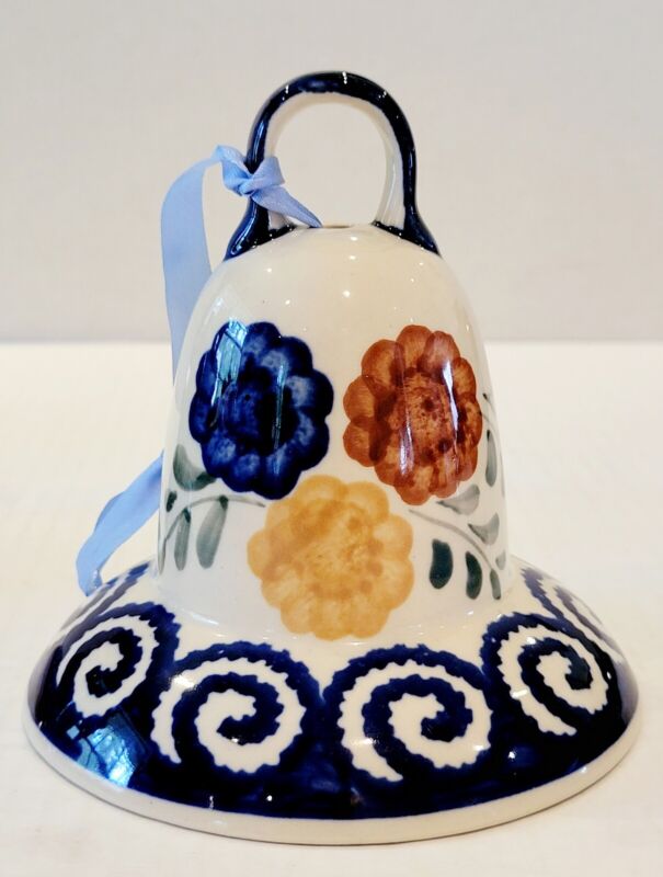 Boleslawiec Poland Bell Pottery Ceramic Kalich Floral Flowers Garden Handmade