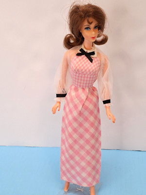 Vintage 1972-1973 Barbie Quick Curl Dress Pink & White Gingham Mattel NO DOLL