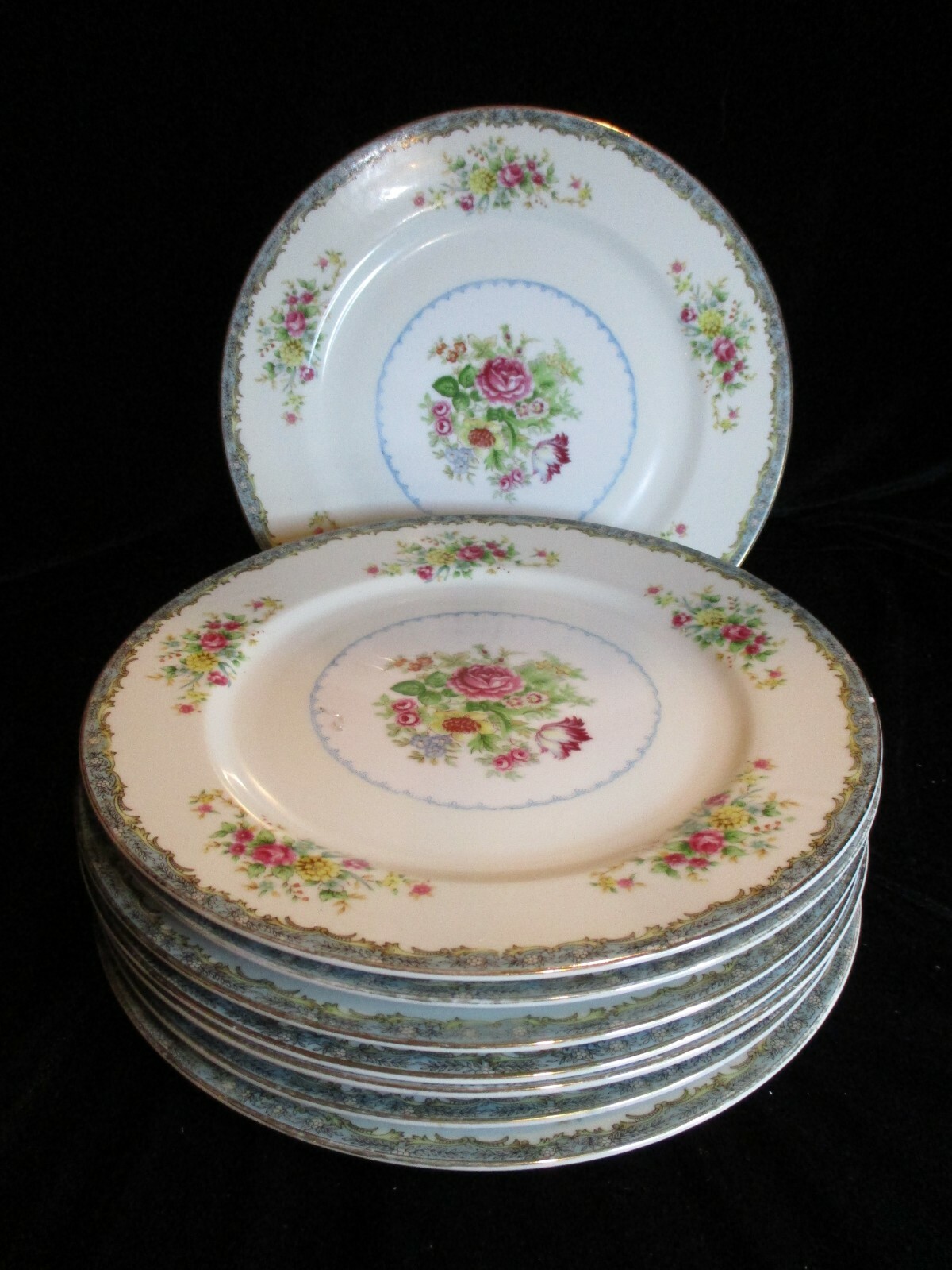 VINTAGE KING CHINA MADE IN JAPAN 8 RARE MULTICOLORED FLOWER