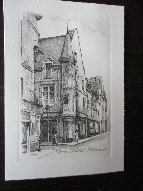Gravure , Litho  , Eau Forte , Paris  ( A DÃ©Finir )  Hotel Herouet