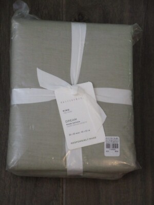 POTTERY BARN DREAM BRUSHED ORGANIC COTTON KING PILLOW SHAM IN ALOE