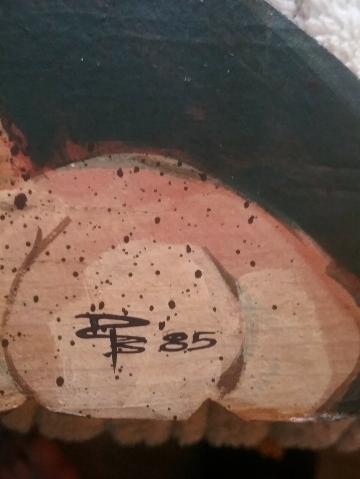 Hand Made and Painted Wood Dog Door Stopper.