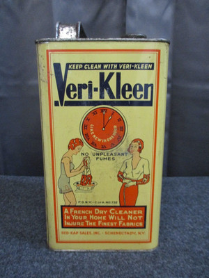 Vintage VERI KLEEN Cleaning Detergent Tin Can - Red Kap Sales Inc Schenectady NY