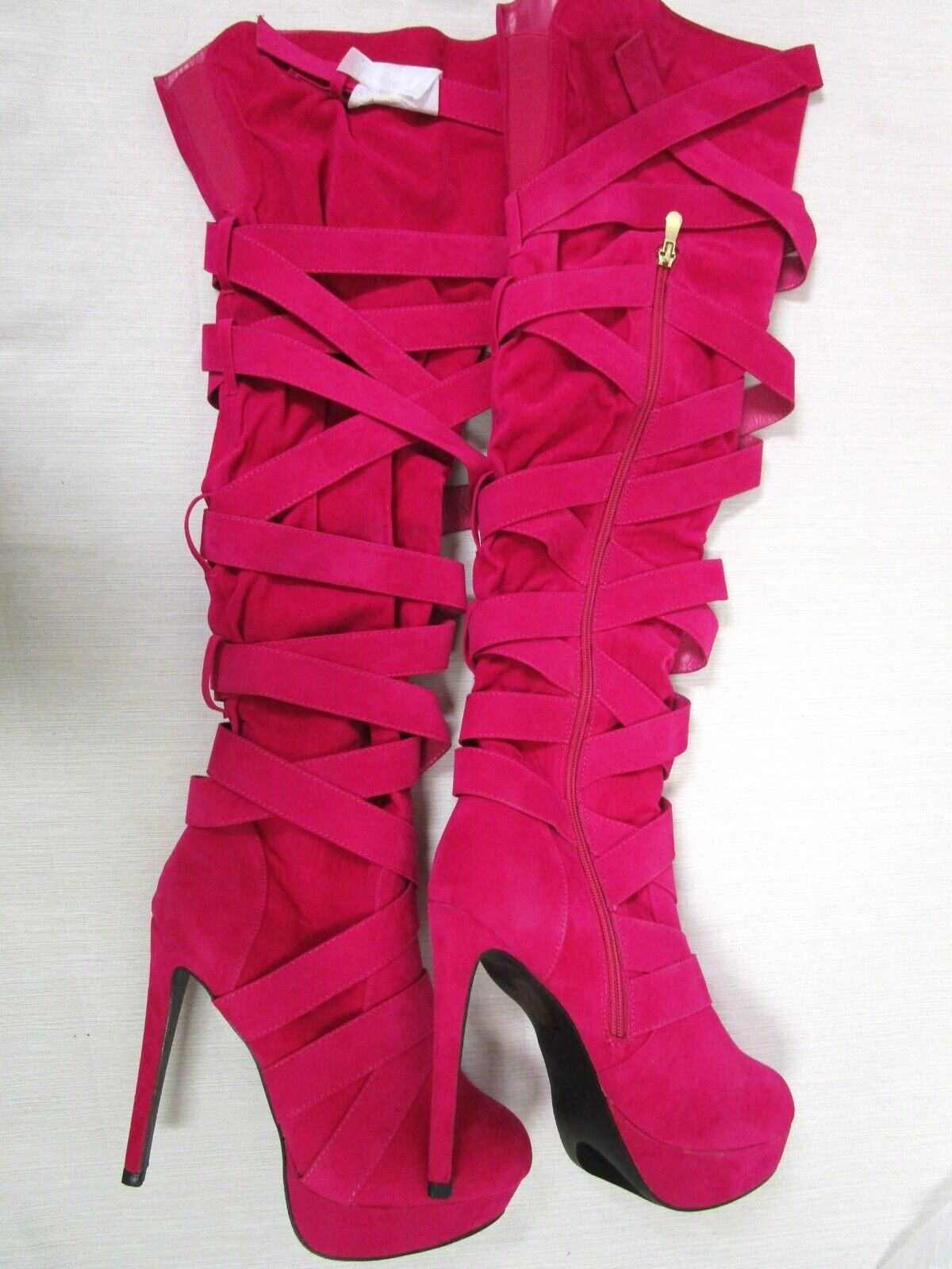AMI Clubwear Hot Pink Suede Over-the-Knee Boots Size 9 Sexy
