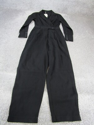 Mng Jumpsuit Womens 2Xs Black Long Sleeve V-Neck NEW