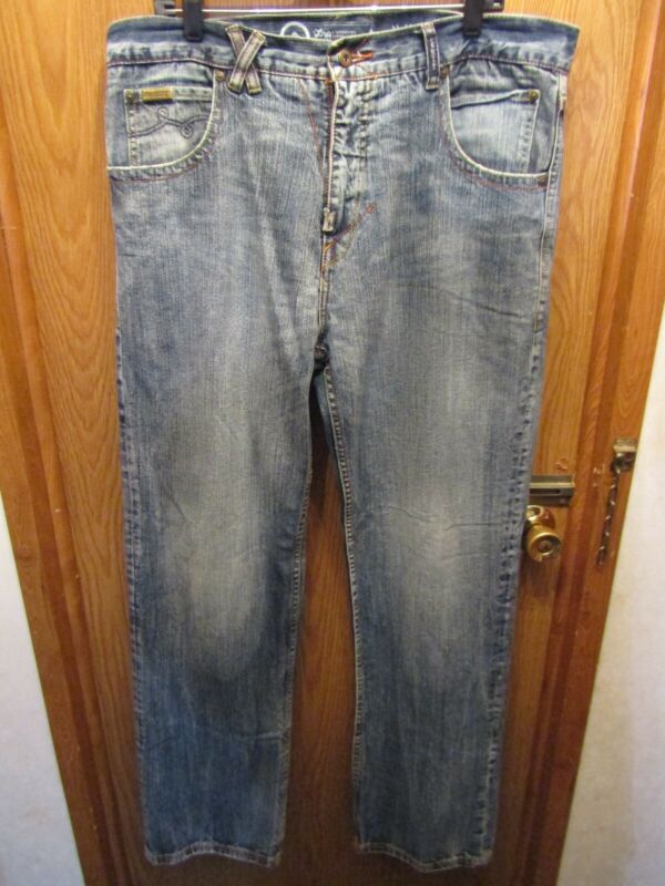 Mens Lrg Resolutionary 100% Cotton Blue Jean Pants Size 38x34