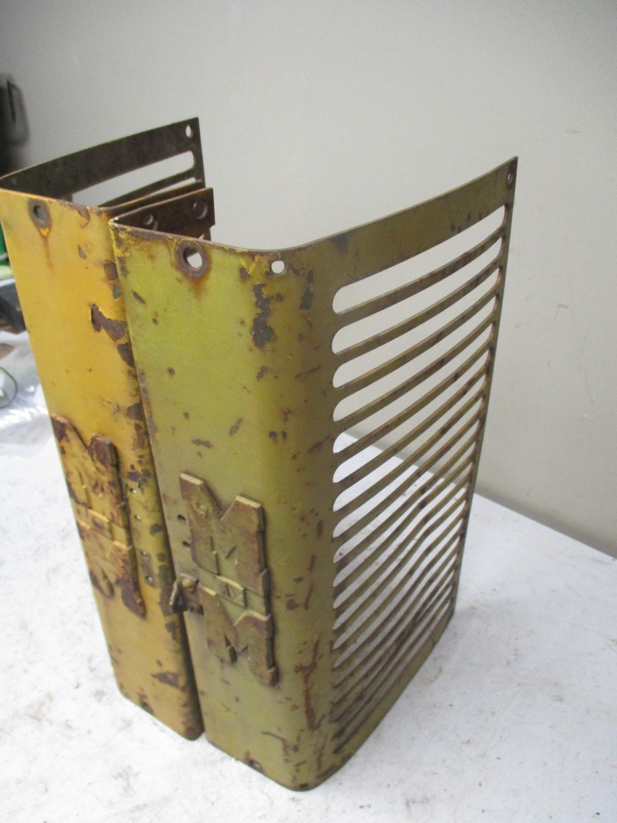 Pair Minneapolis Moline Tractor Grill Panels with cast iron MM Emblems Lot B