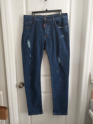 DSquared DSquared2 Men's Jeans Blue Distressed Button Size 38 NWT