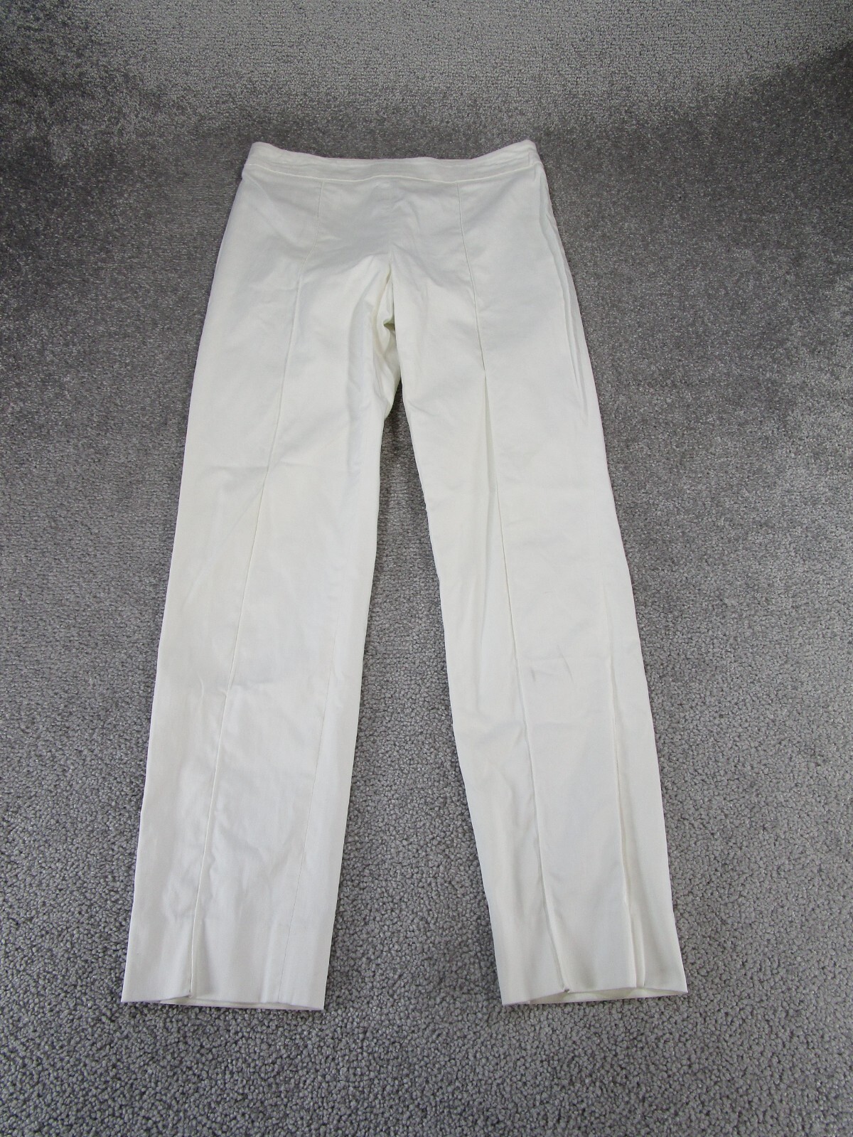 Max Mara Dress Pants Womens 8 White Cotton Side Zip Slim