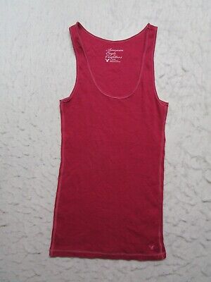 American Eagle Tank Top Girls M Medium Red Scoop Neck Embroidered Logo Stretch