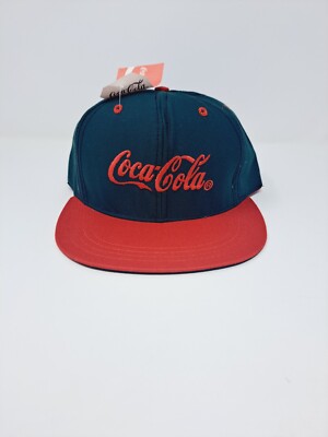 VINTAGE Coca-Cola Hat Cap Snap Back Soda Pop Spell Out Logo Mens 90s NWT