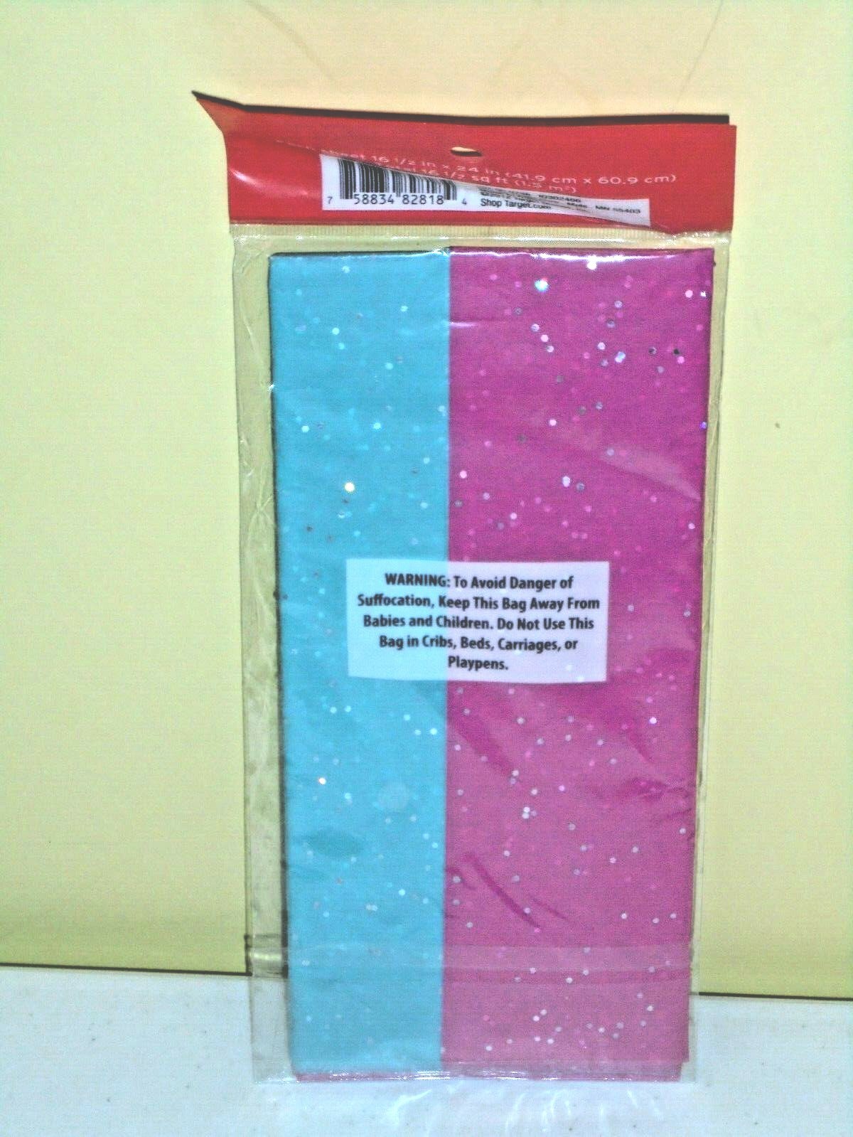 Pink Blue Glitter Gift Tissue Paper NEW 16.5