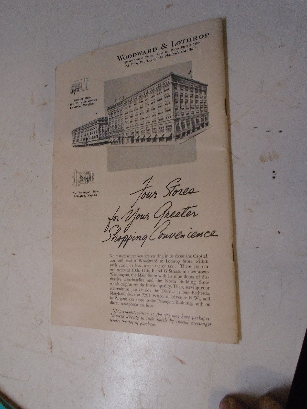 1949 Hotel Greeter's Guide to Nation's Capitol Harvy's Resturant
