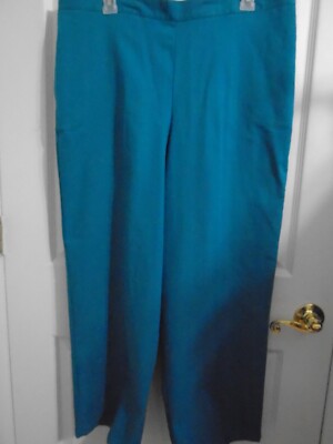NEW ALFRED DUNNER ''BRYCE CANYON'' PEACOCK AQUA CLASSIC FIT PANTS SIZE PETITE 18