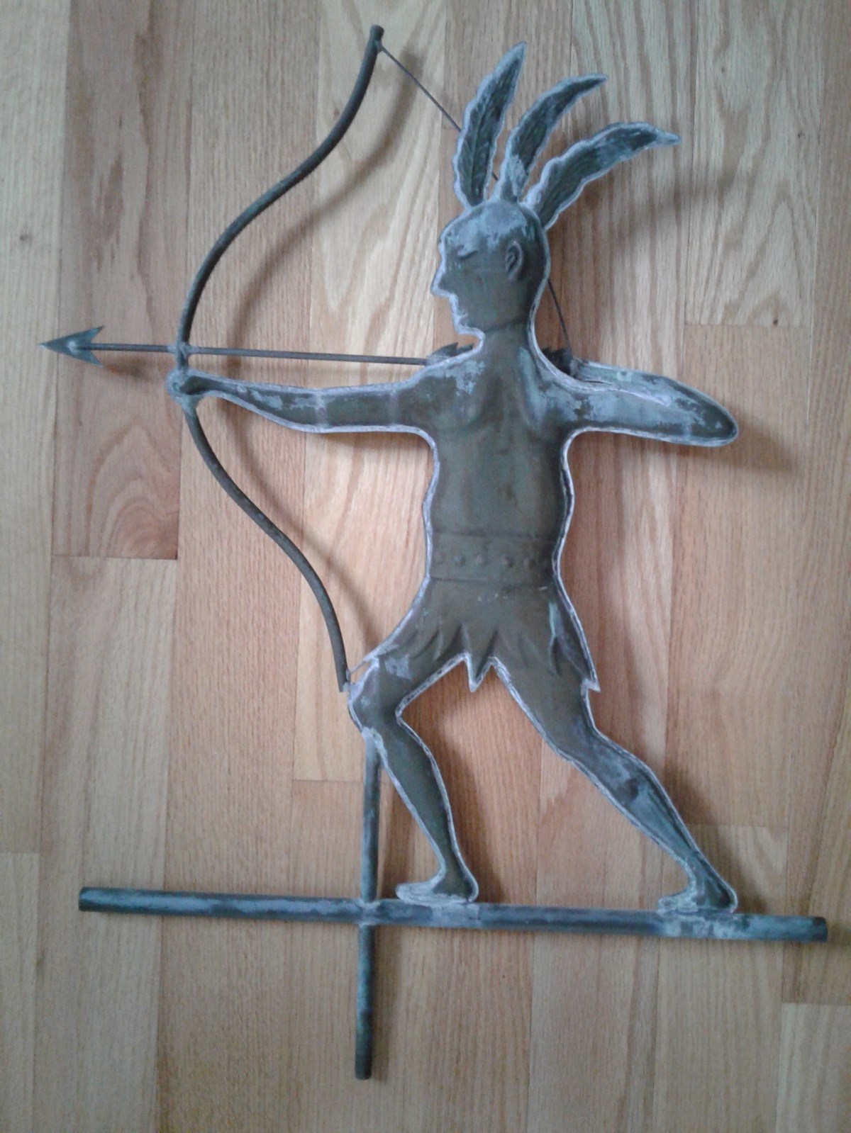 Rare  Copper Indian Weathervane 2 sided  Directionals Mount 