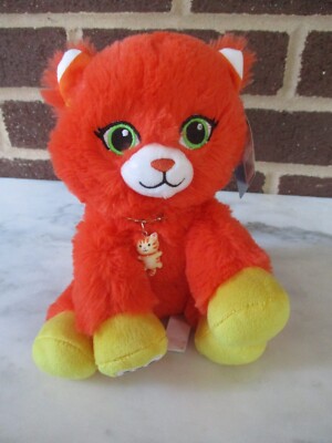 Build-A-Bear Mini Candy Corn Orange Kitty Cat 7'' Tall Tabby Cat Charm Necklace