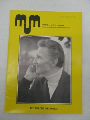 MUM MAGAZINE OCTOBER 1978 THE AMAZING MR MARLO MAGIC UNITY MIGHT MAGICIAN RETRO 