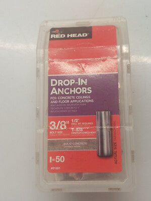RED HEAD 01891 DROP-IN ANCHORS 3/8'' BOLT SIZE 1-5/8'' EMBED. 50 PIECES, FREE SHIP