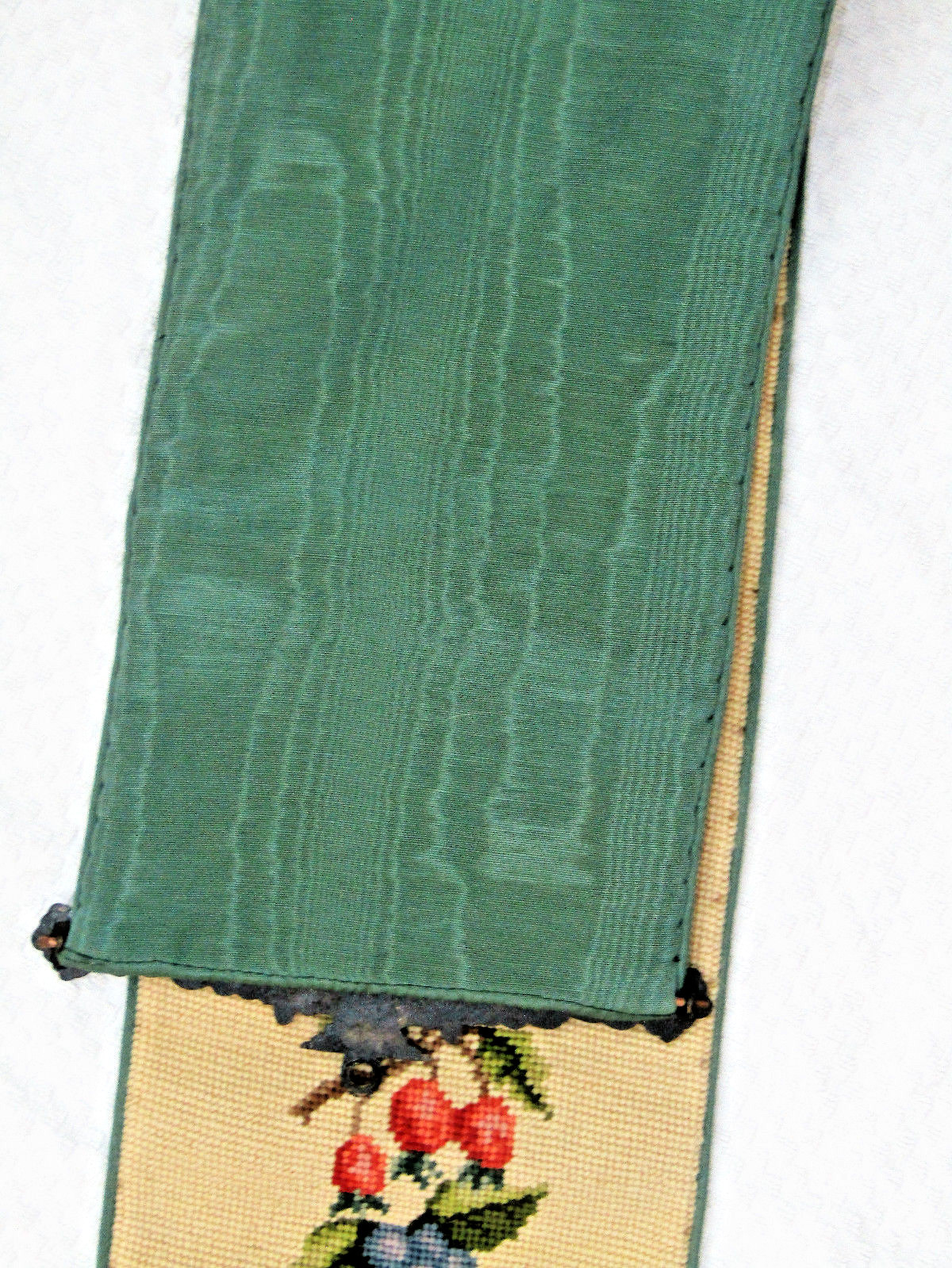 VINTAGE WOOL NEEDLEPOINT BELL PULL 56